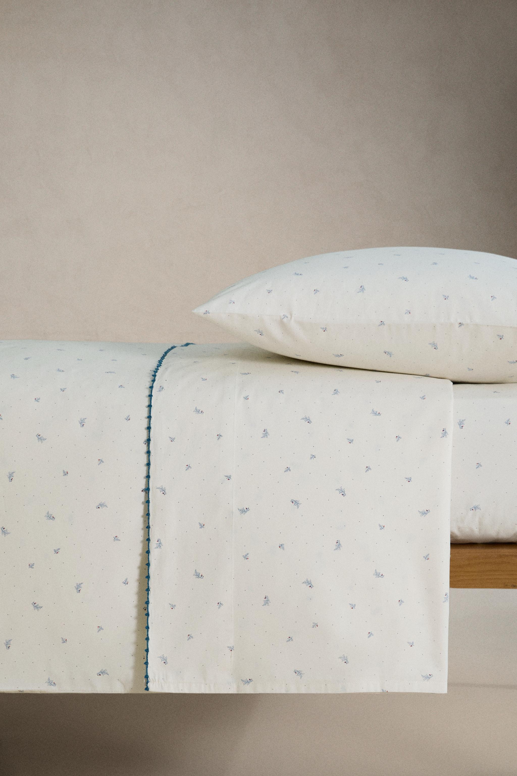 HOUSSE DE COUETTE EN COTON POUR ENFANTS À MOTIF FEUILLES ET POINTS